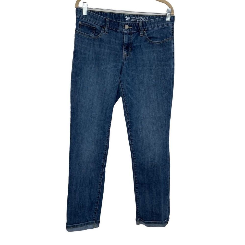 Gap Womens Blue Dark Wash Low Rise Sexy Boyfriend Ankle Fit Jeans Size 8